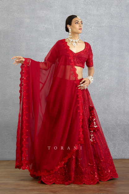 Surkh Wrija Lehenga Set