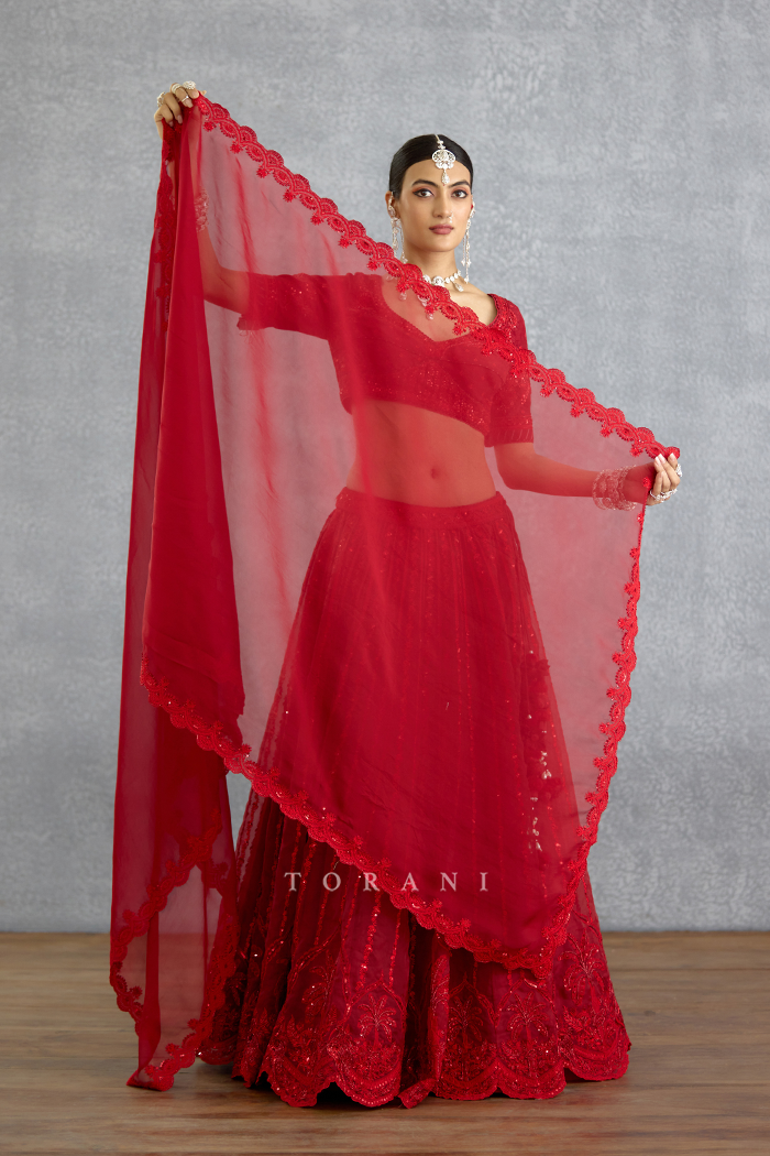 Surkh Wrija Lehenga Set