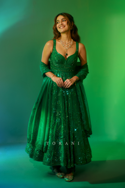 Priya P Varrier in our Parnabha Aruna Anarkali Set