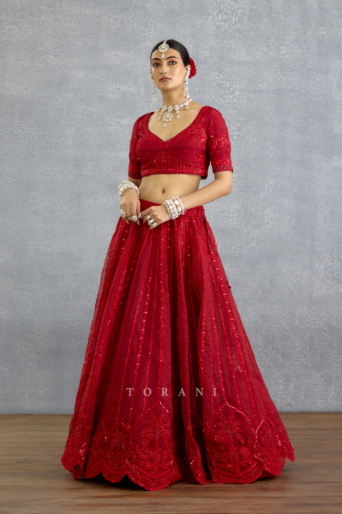 Surkh Wrija Lehenga Set
