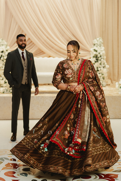 Kajal Dhudwal in our Custom Nisha Padmini Lehenga Set