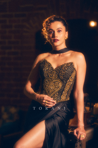 Taapsee Pannu In Our Syah Akira Corset &amp; Skirt with Dupatta