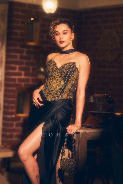 Taapsee Pannu In Our Syah Akira Corset &amp; Skirt with Dupatta