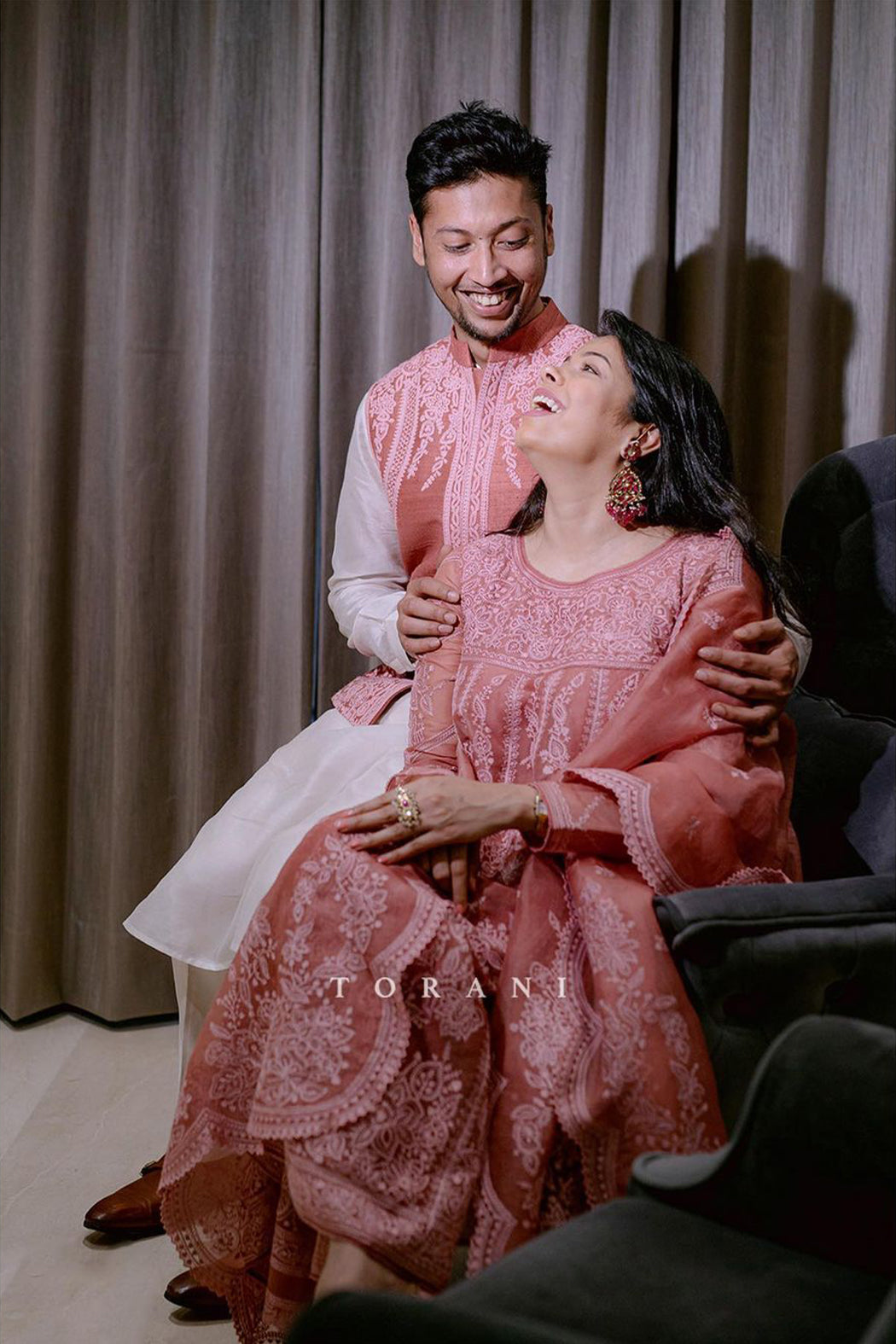 Megha In Our Gulbaag Paavni Kurta Set &amp; Pranav In Our Custom Gulbaag Imam Bandi Set