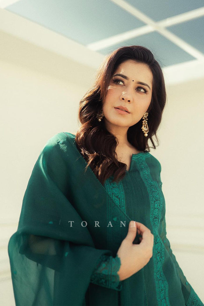 Rashi Khanna In Our Sabz Abhra Kurta Set