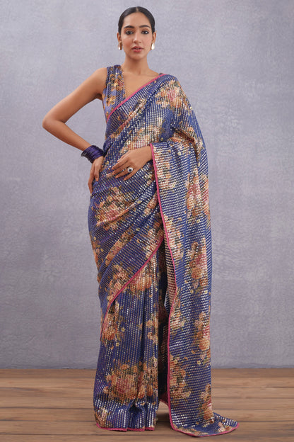 Jamuni Qasiba Chandi Sitara Saree