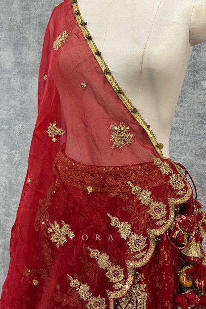 SALE - Sindoori Arohi Lehenga &amp; Odhni