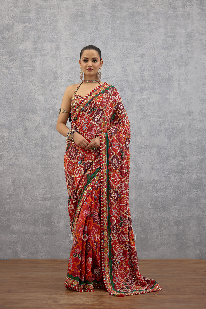 Raktangi Surkhi Saree Set