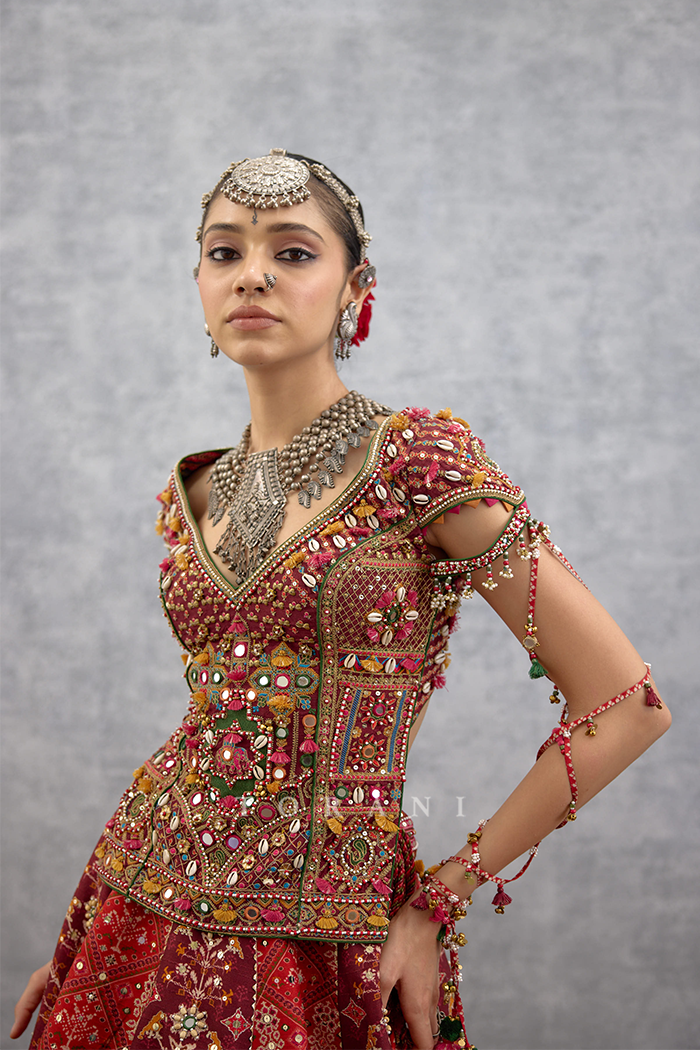 Surkh Raktika Manchitra Lehenga Set