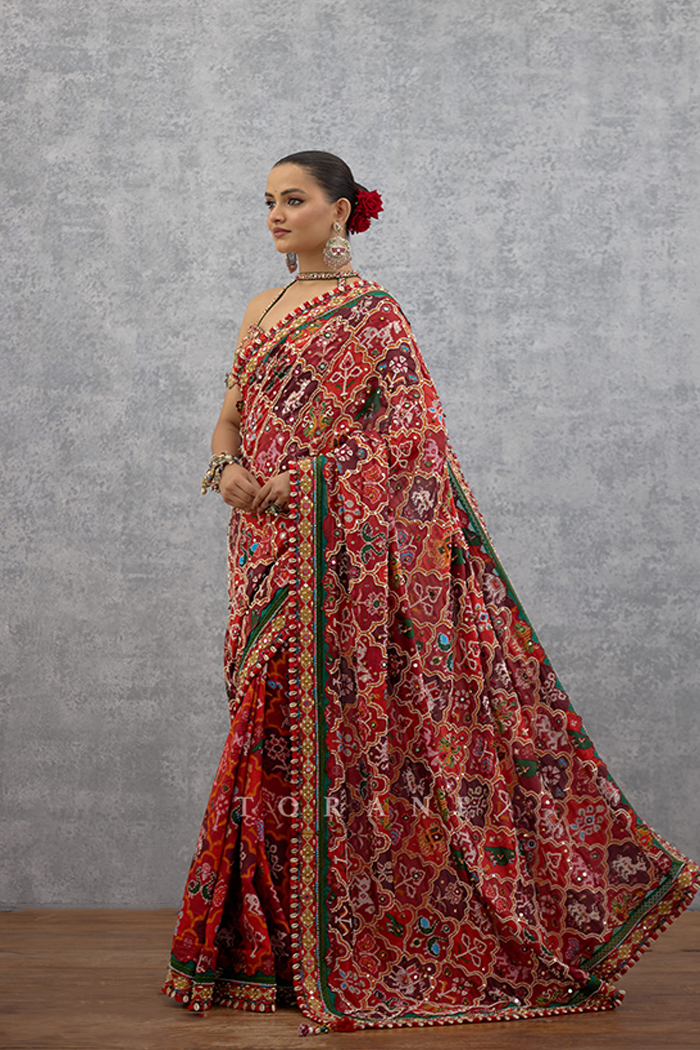Raktangi Surkhi Saree Set