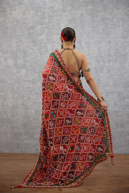 Raktangi Surkhi Saree Set