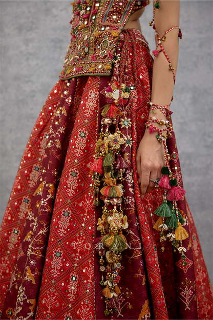 Surkh Raktika Manchitra Lehenga Set