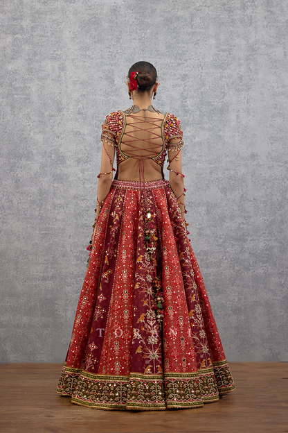 Surkh Raktika Manchitra Lehenga Set
