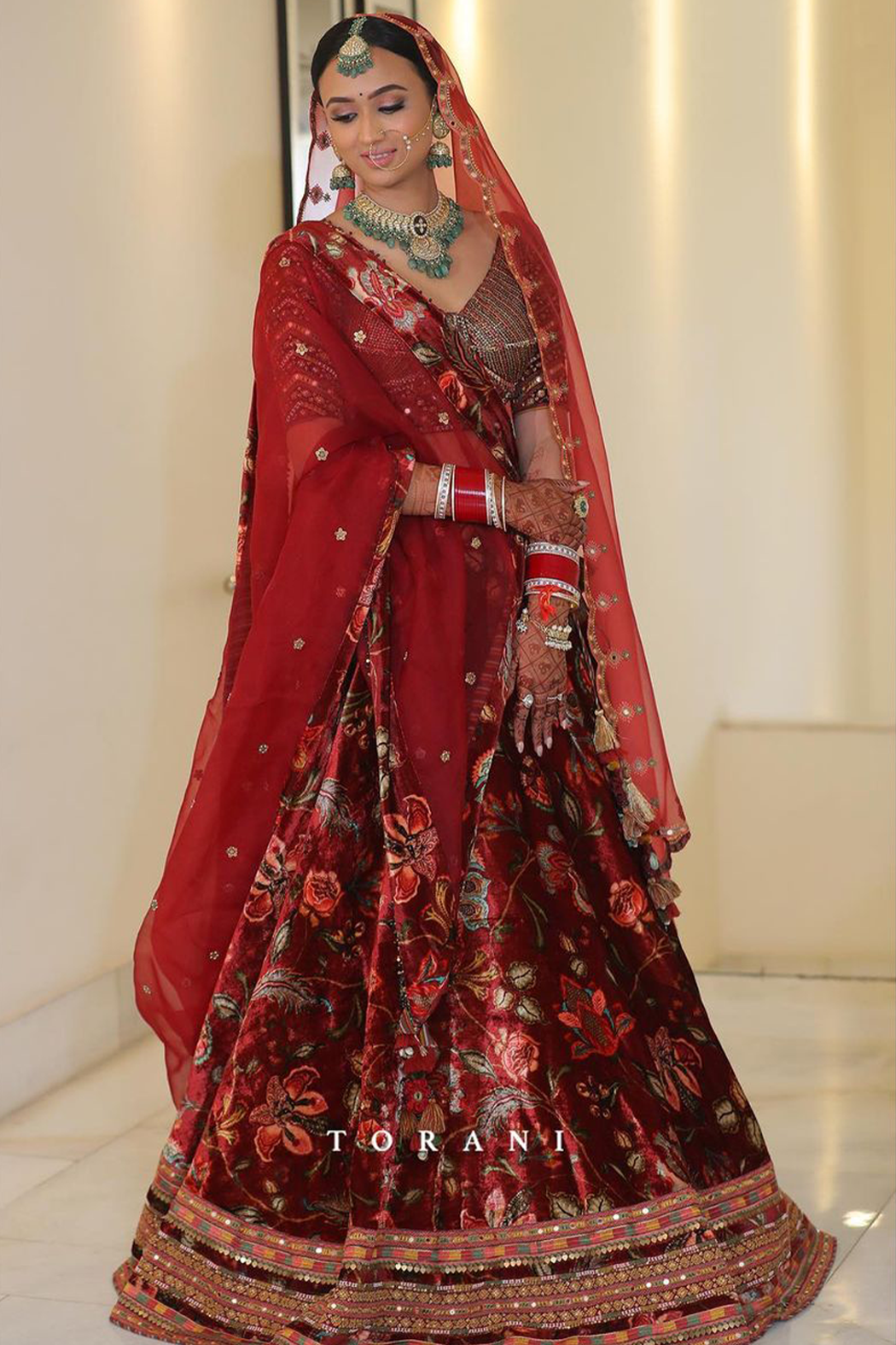 Shubhika Jain in our Custom Gudhal Makhmal Firdous Lehenga Set