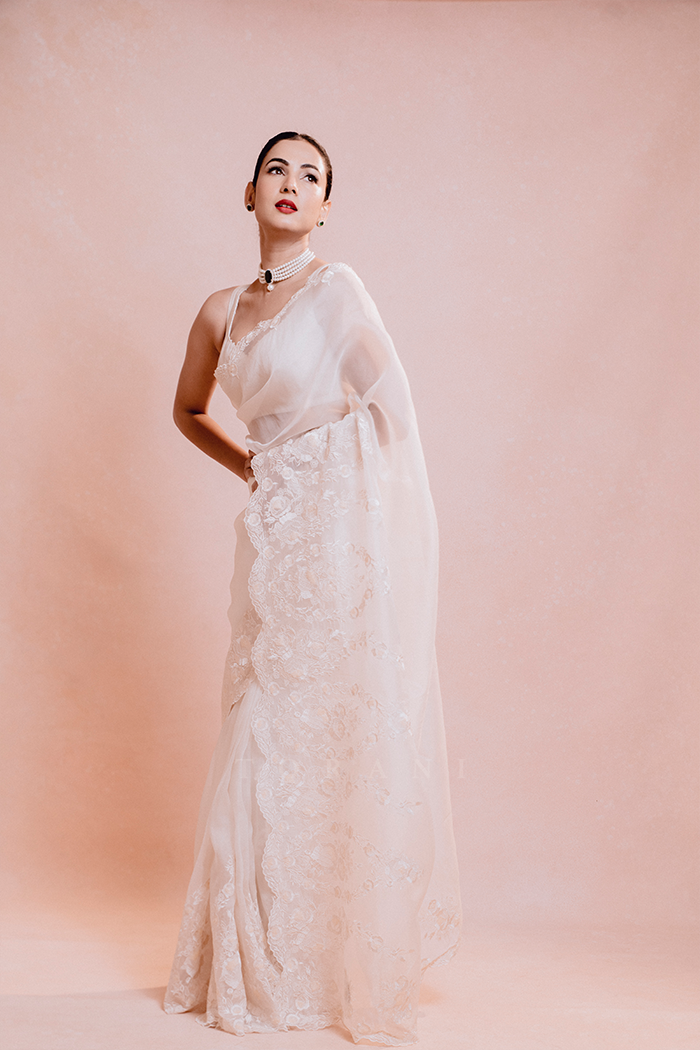 Sonal In Our Swetah Oshma Saree Set