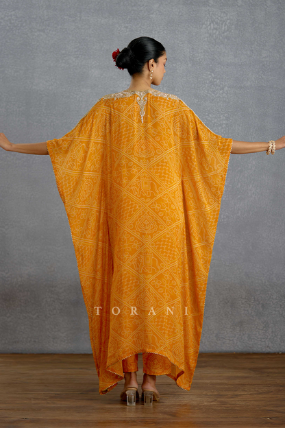 Aftabiya Zard Kaftan Set