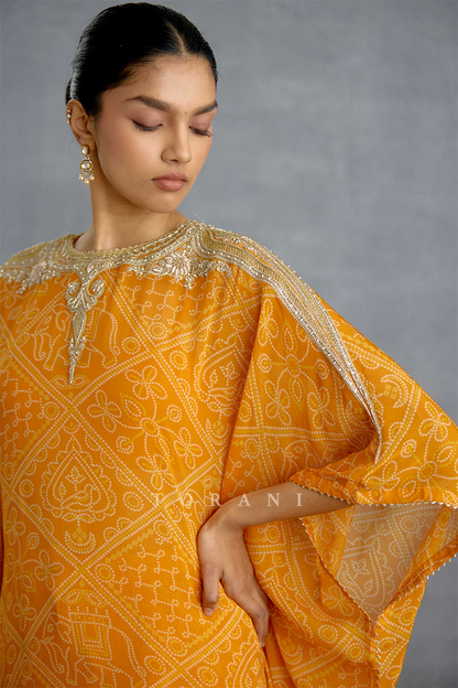Aftabiya Zard Kaftan Set