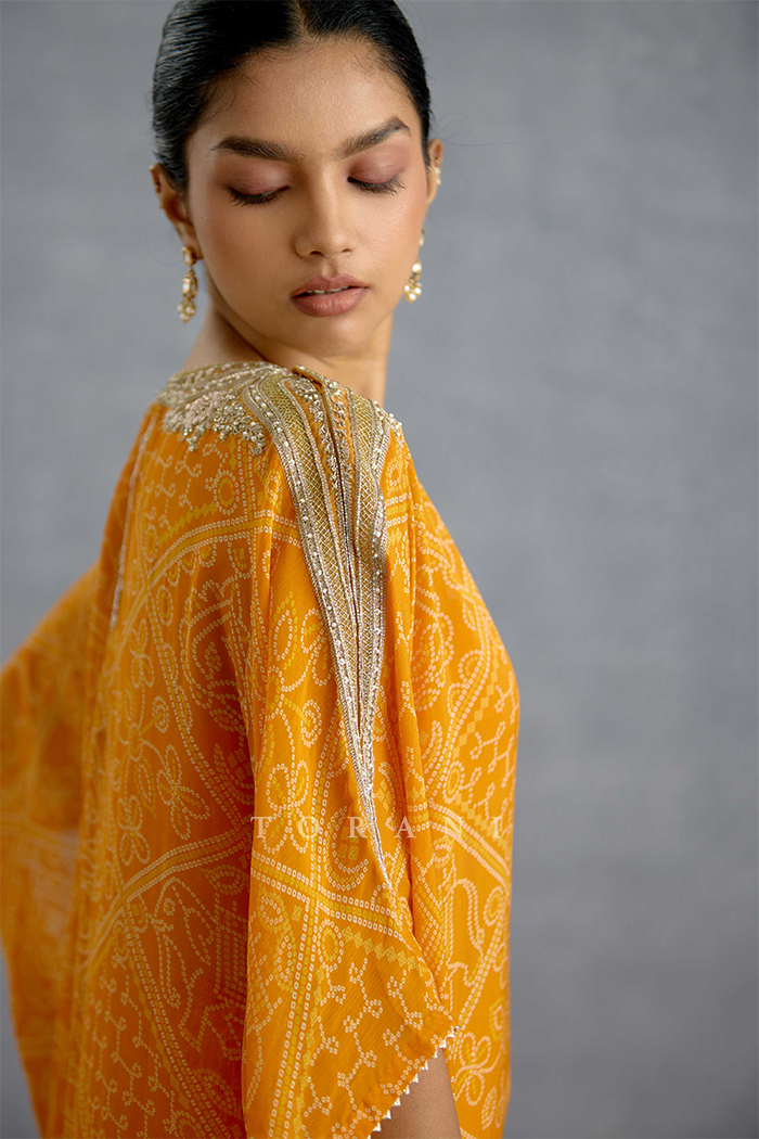 Aftabiya Zard Kaftan Set