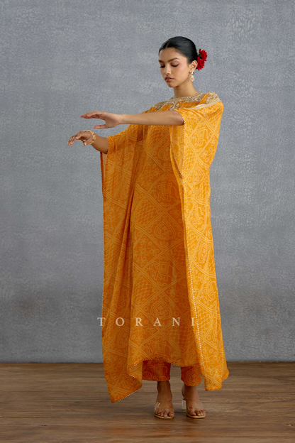 Aftabiya Zard Kaftan Set