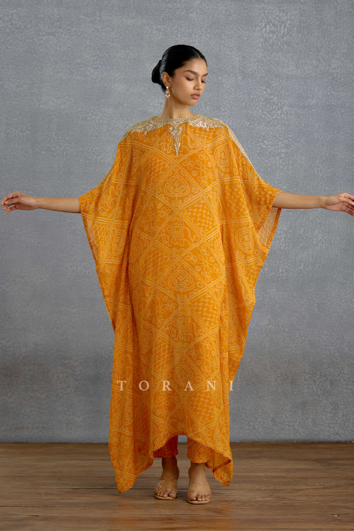 Aftabiya Zard Kaftan Set