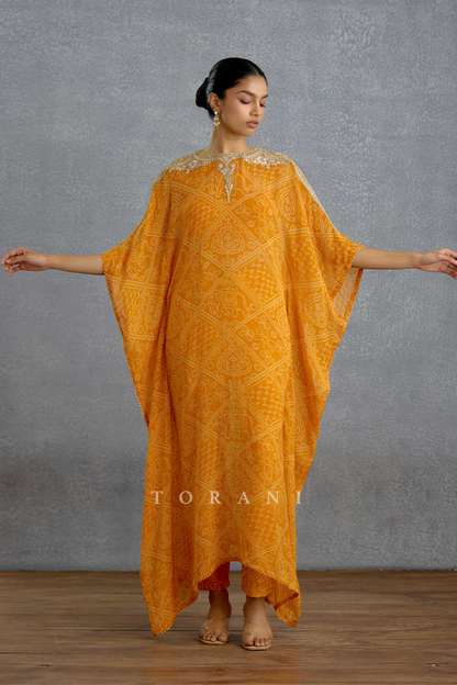 Aftabiya Zard Kaftan Set
