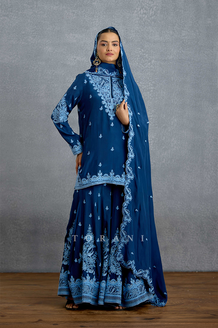 Shayamala Nilaaya Sharara Set