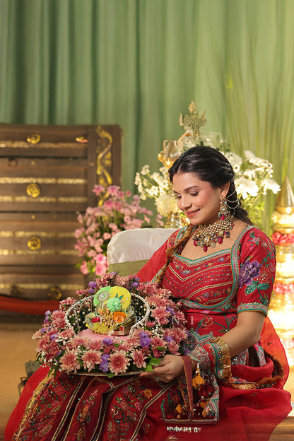 Urvashi Patel in our Dil Surkh Avora Lehenga Set