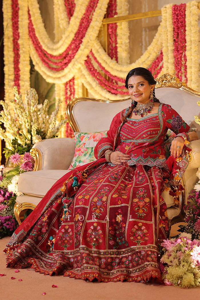 Urvashi Patel in our Dil Surkh Avora Lehenga Set