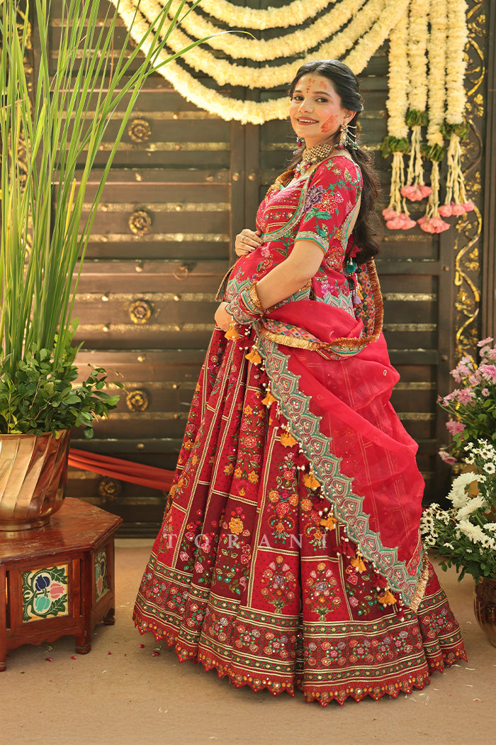 Urvashi Patel in our Dil Surkh Avora Lehenga Set