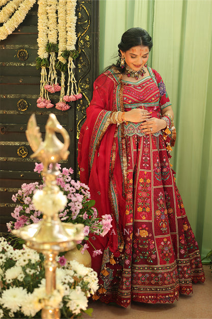 Urvashi Patel in our Dil Surkh Avora Lehenga Set