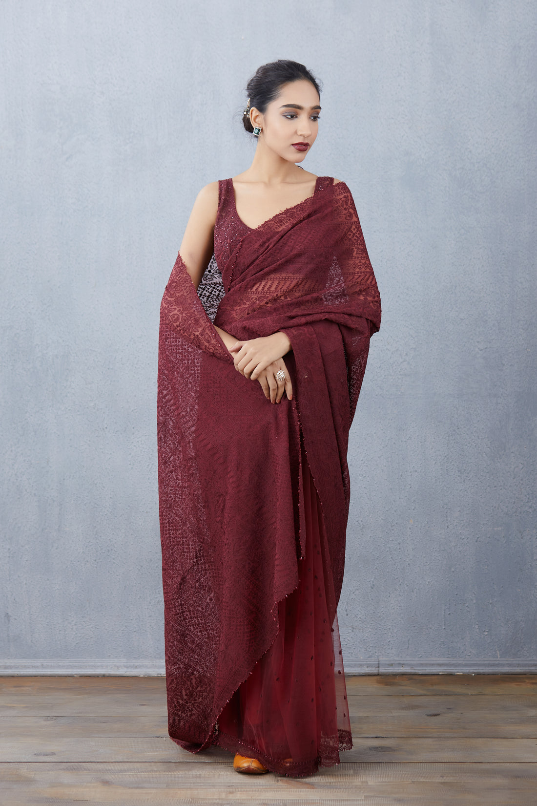 Mahogany Iravati Saree