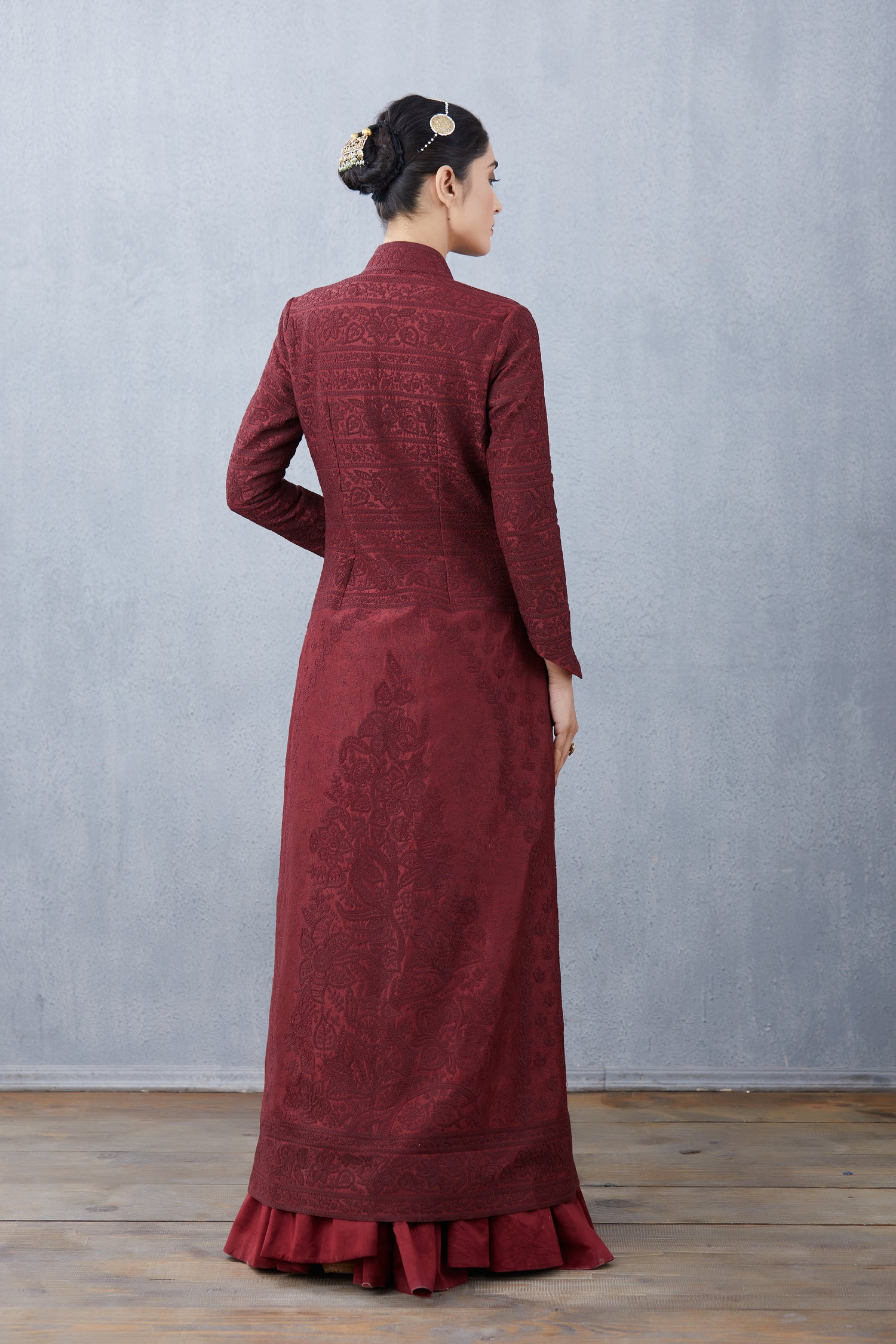 Mahogany Dhuni Nakshi Jacket Set