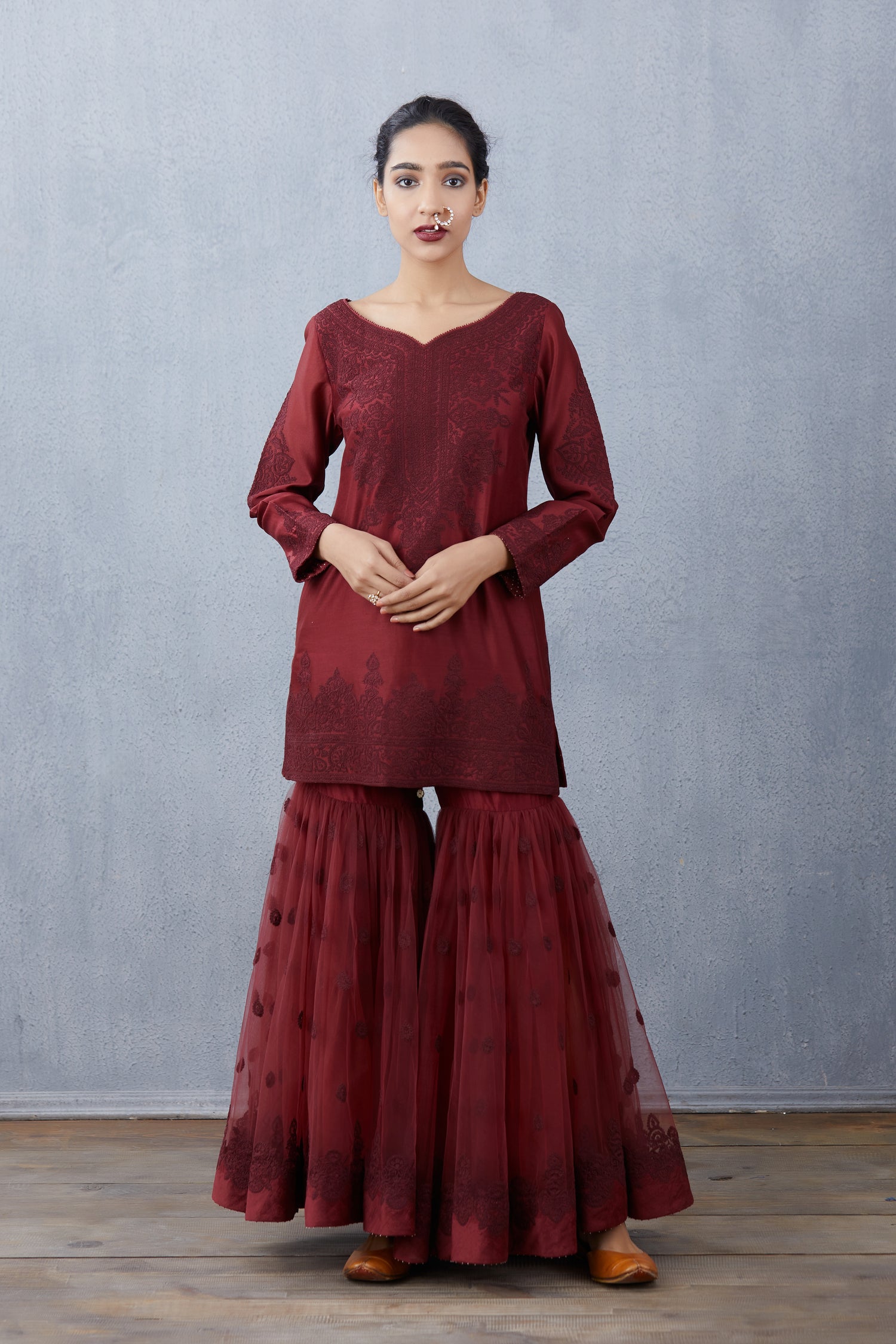 Mahogany Vedika Sharara Set