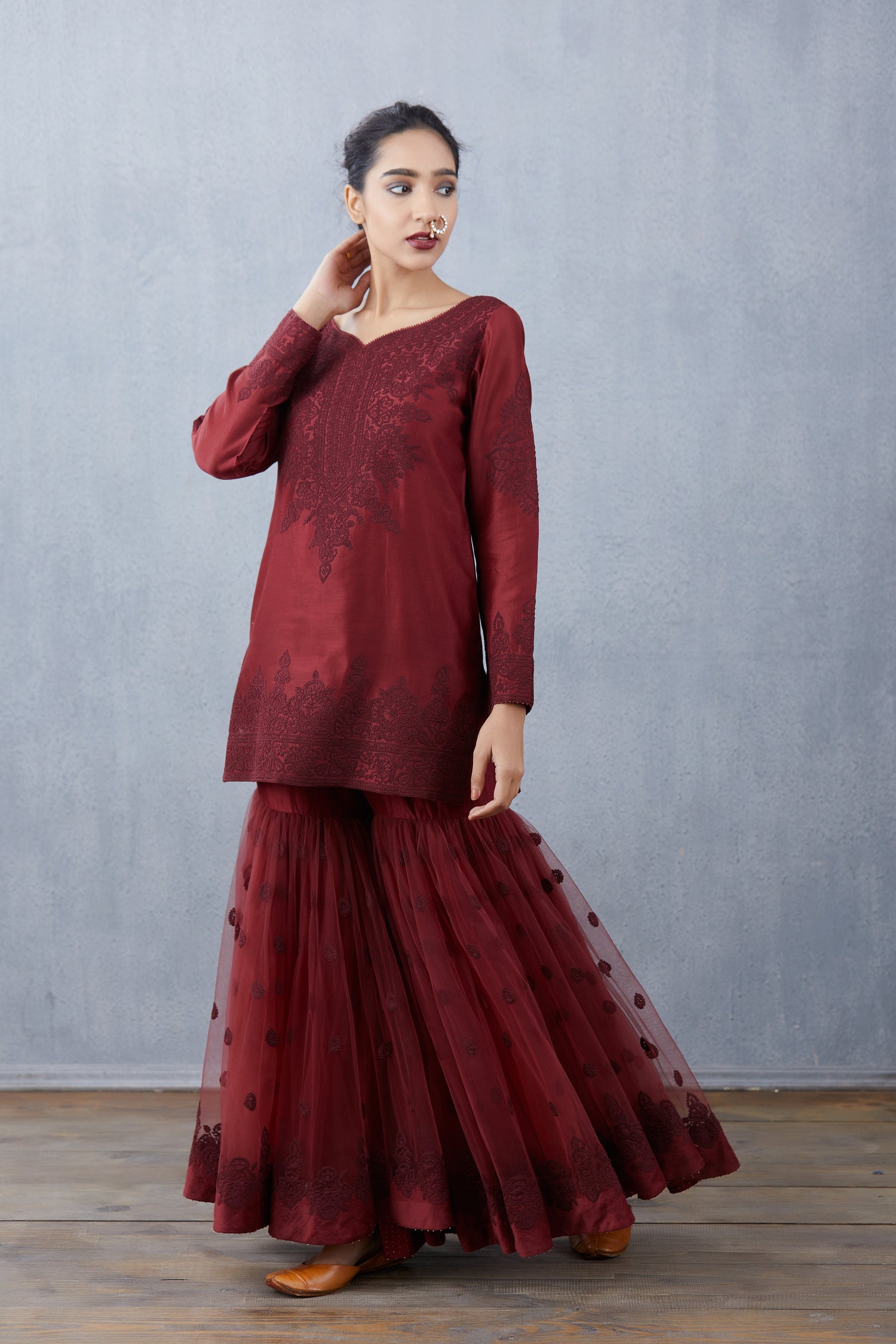 Mahogany Vedika Sharara Set