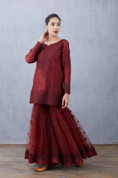 Mahogany Vedika Sharara Set