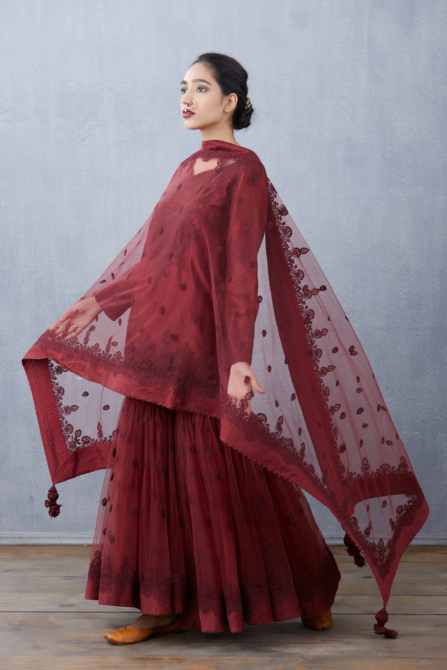 Mahogany Vedika Sharara Set