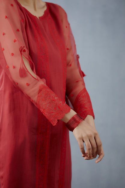 Surkh Abhra Kurta Set