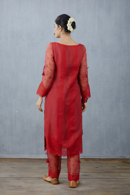 Surkh Abhra Kurta Set