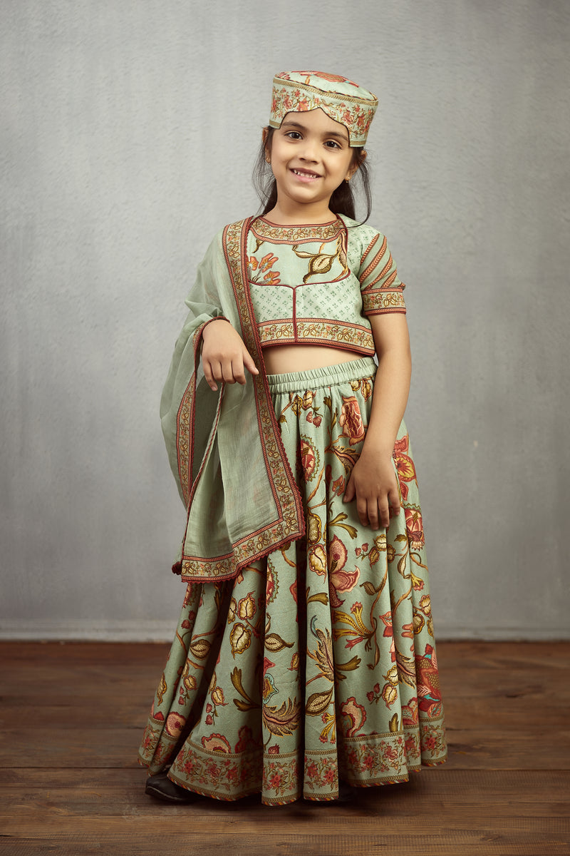 Buy Rama Georgette Embroidered Kids Lehenga Choli Online