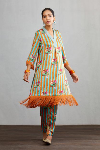 Digital printed kurta with pants Twill Satin