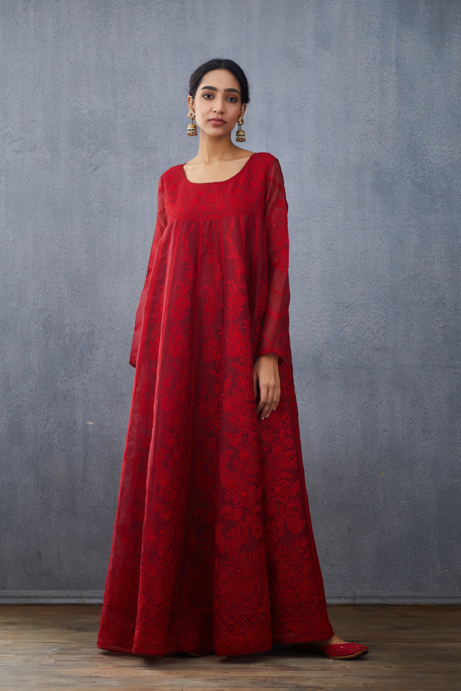 Surkh Sutlej Anarkali Set