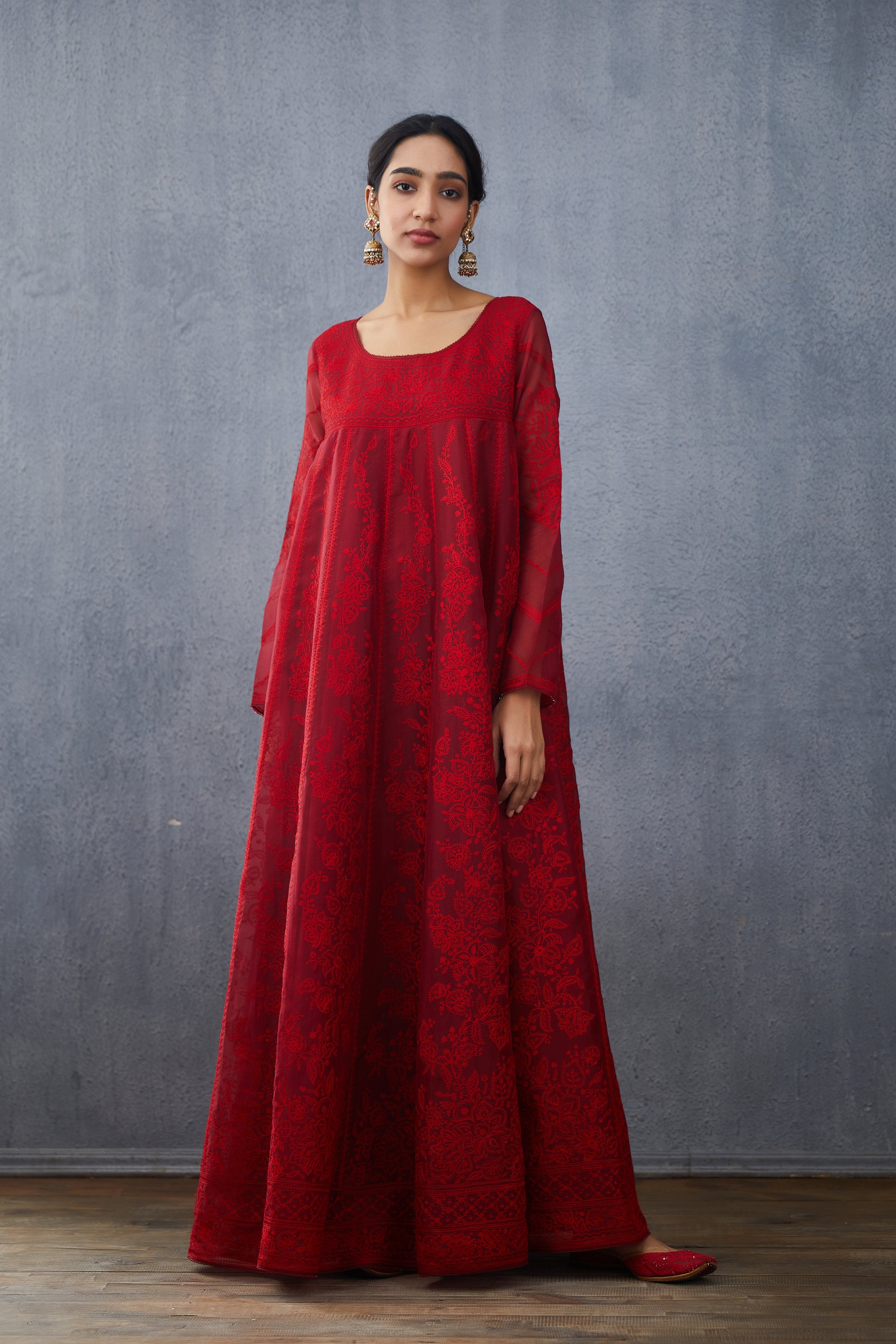 Surkh Sutlej Anarkali Set