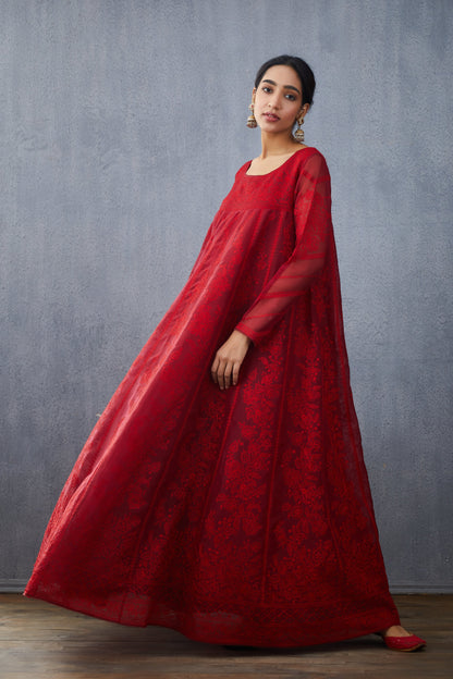 Surkh Sutlej Anarkali Set