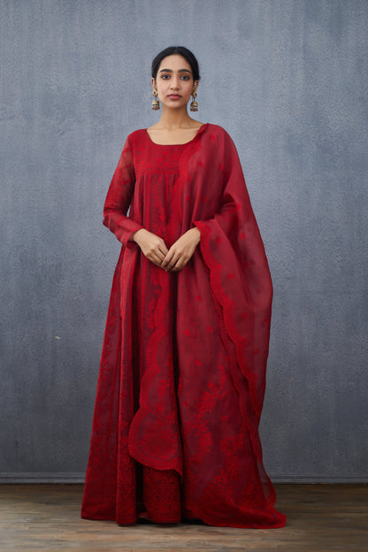 Surkh Sutlej Anarkali Set