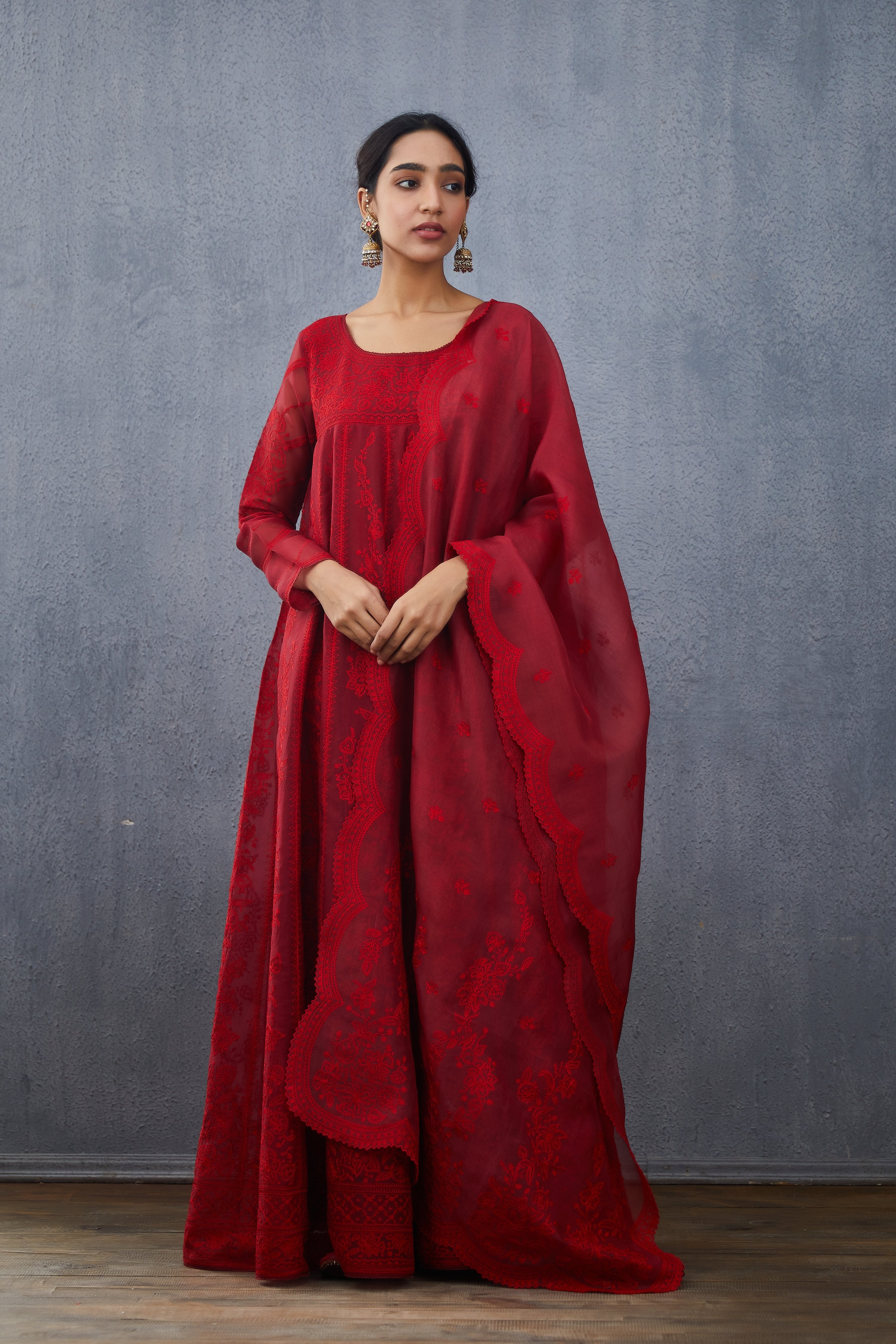 Surkh Sutlej Anarkali Set