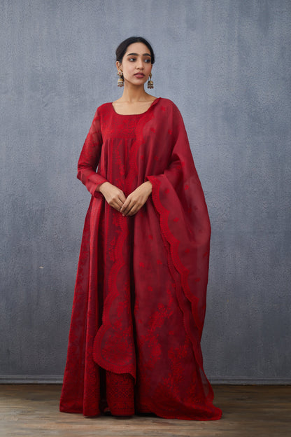 Surkh Sutlej Anarkali Set