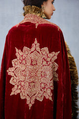 Silk Velvet dupatta in Rich Red with Sequin work