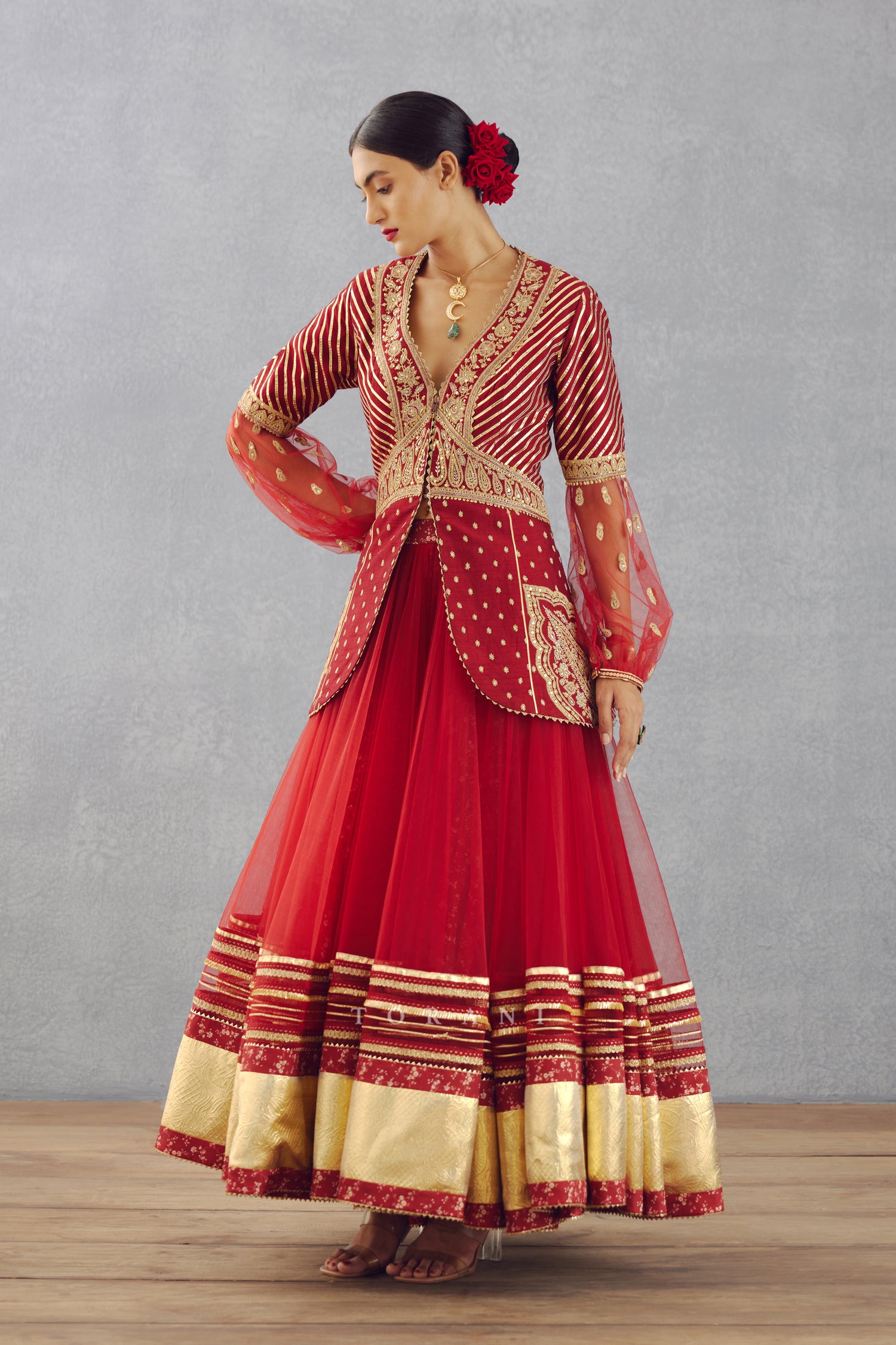 Sindoori Jhilmil Sharara Set