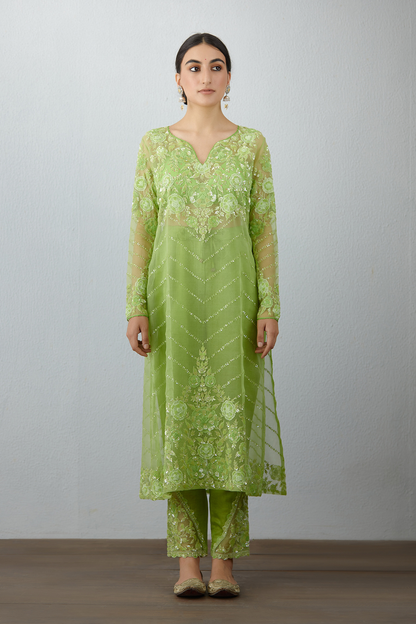Angoori Jeeya Kurta Set in luxurious silk organza base