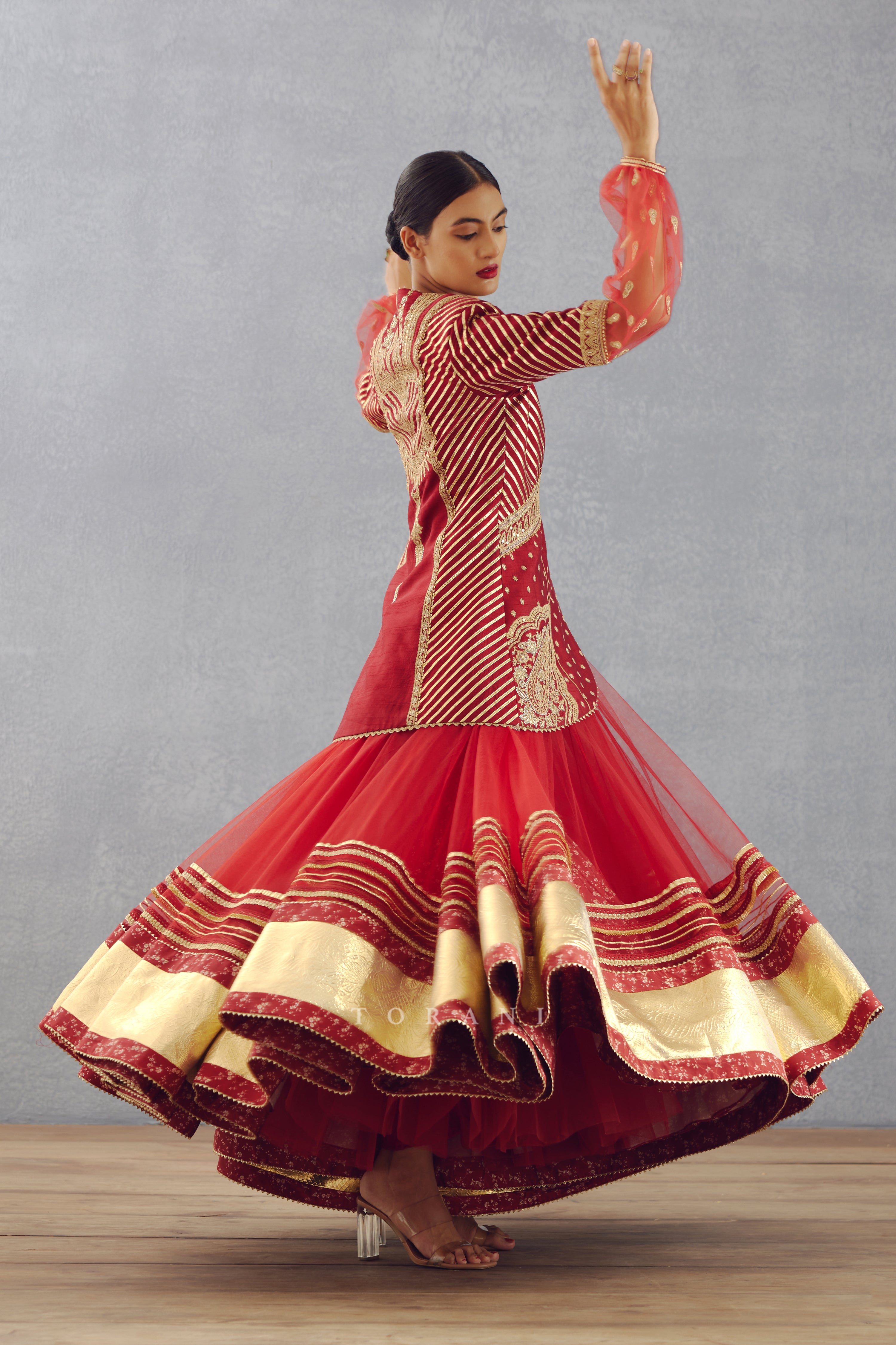 Sindoori Jhilmil Sharara Set